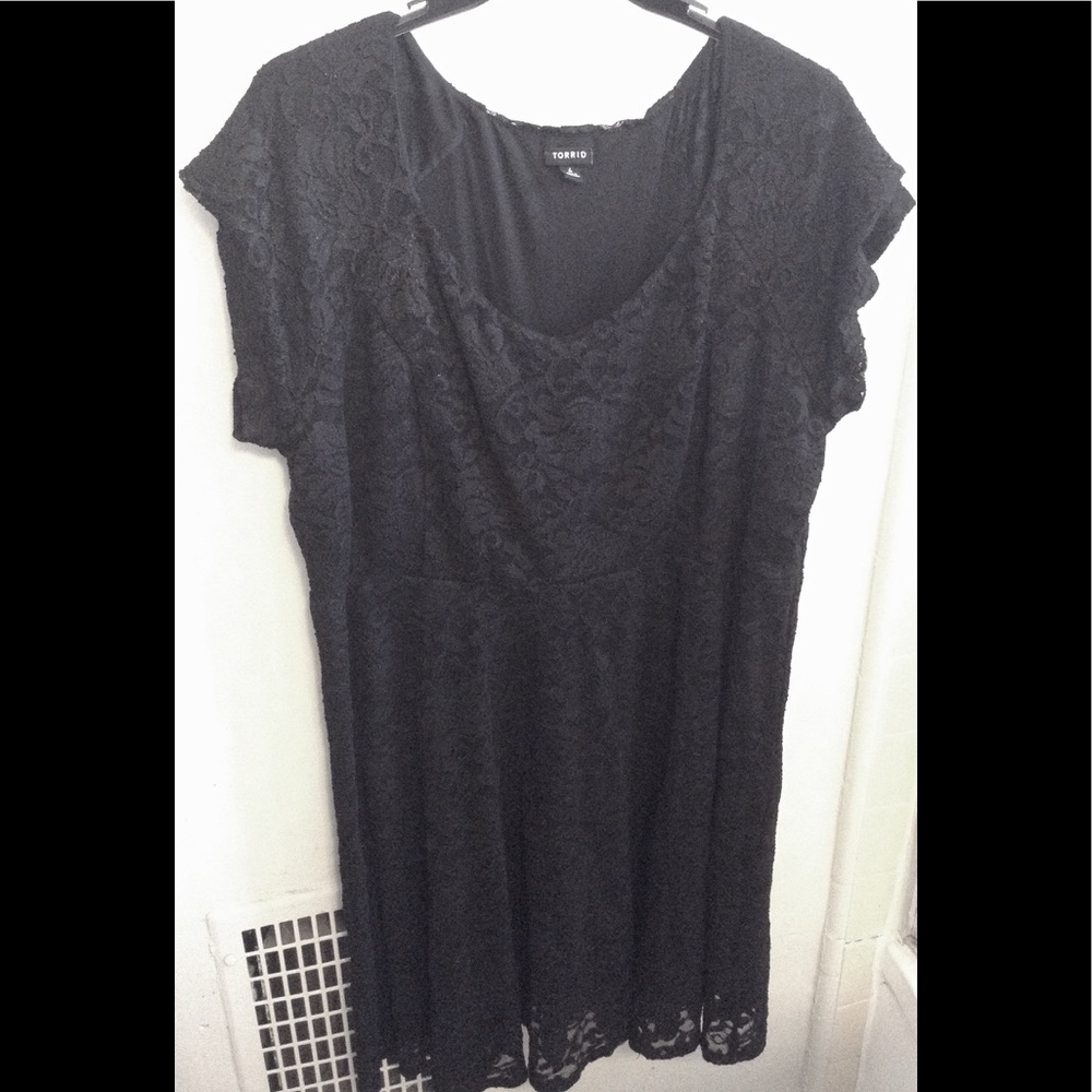 TORRID Plus Size Black and Gold Lace Dress
